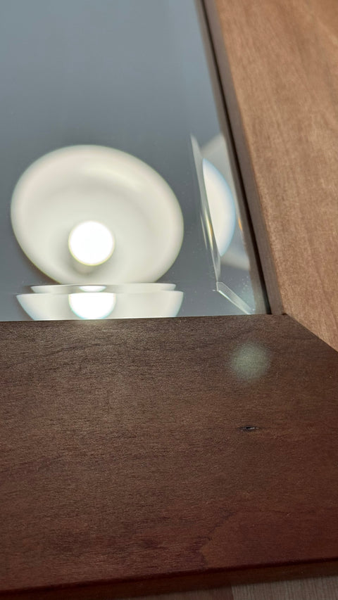 Espejo Aura Vertical - Roble Natural y Vidrio Biselado (120x42) - Frenesí Home